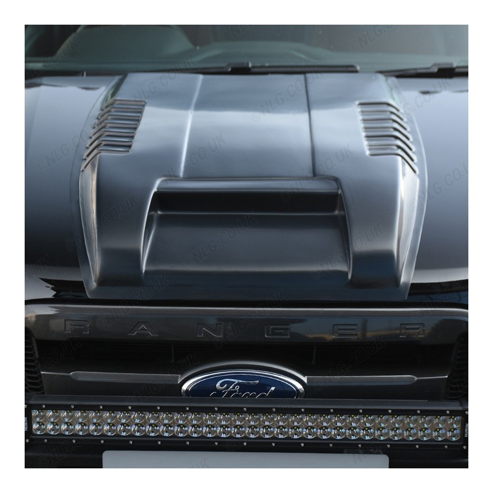 Grille d'aération de capot pleine grandeur noire mate pour Ford Ranger 2016-2022