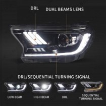 Phares HID de style Mustang Predator Vision pour Ford Ranger 2016-2022, spécifications élevées