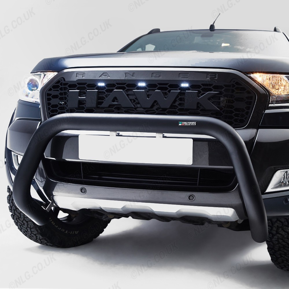 Pare-buffle noir en forme de A pour Ford Ranger 2019-2022 76 mm