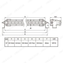 Barre lumineuse LED IPF 600 série 600 de 10 pouces à une rangée et 40 W 611FJ