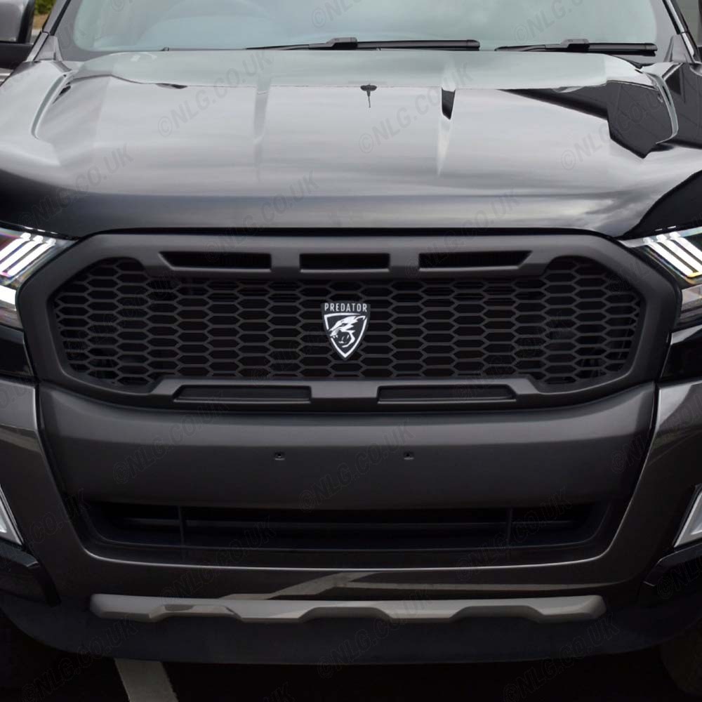 Calandre en maille de style Raptor Predator pour Ford Ranger 2016-19 en gris Wildtrak