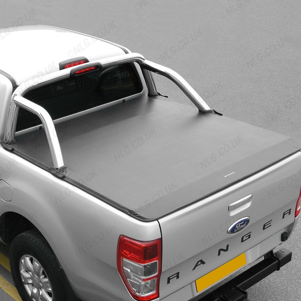 Couvre-caisse souple et pliable pour Ford Ranger 2019-2022 - Compatible avec l'arceau de sécurité d'origine