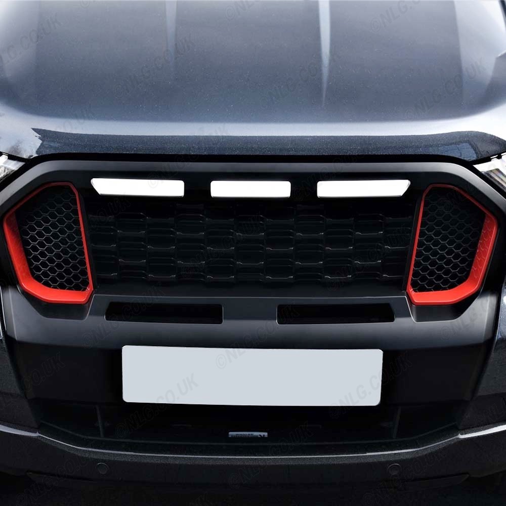 Ford Ranger 2019-2022 Thunder Grille Noir Mat Avec Accents Rouges