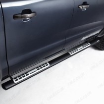 Barres latérales noires avec plaques de roulement en alliage pour Ford Ranger 2012-2019