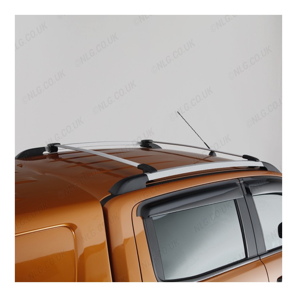 Barres transversales argentées pour rails de toit Ford Ranger Wildtrak 2012-2022