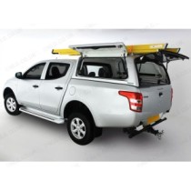 Hardtop Pro//Top Gullwing pour Mitsubishi L200 Double Cab 2015-2019 en blanc avec hayon vitré